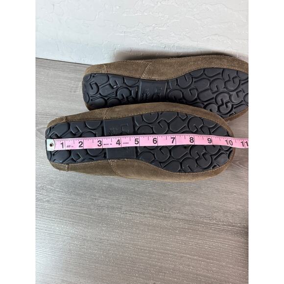 UGG Ascot Mens Slippers Loafer Size 10 Olive Suede Sheepskin Slip On - Picture 6 of 6